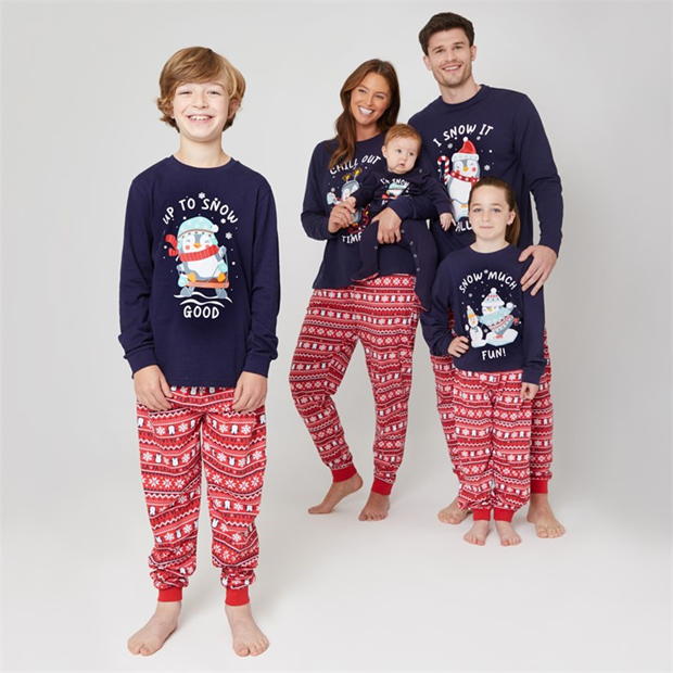 Linea Unisex Kids Family Christmas Penguin Pyjama Set