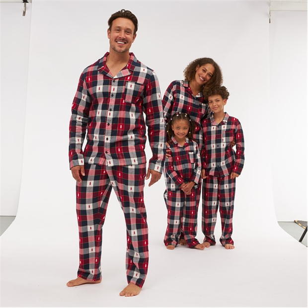 Linea Mens Family Christmas Check Flannel Pyjama Set