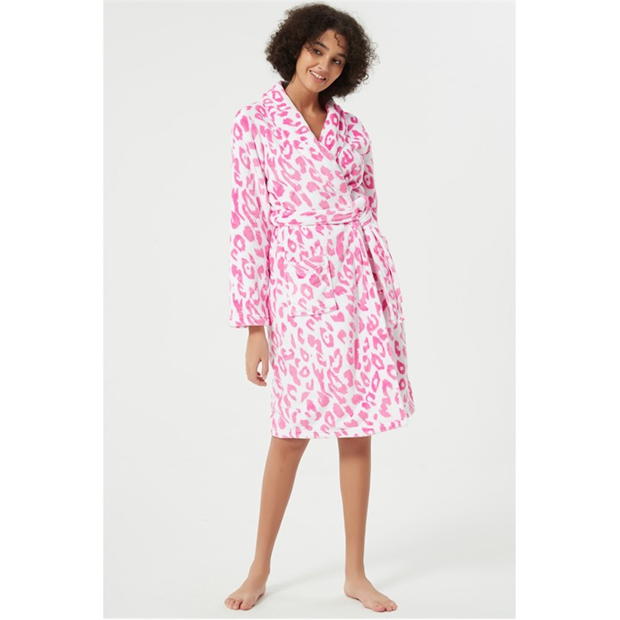 Linea Leopard Fleece Dressing Gown