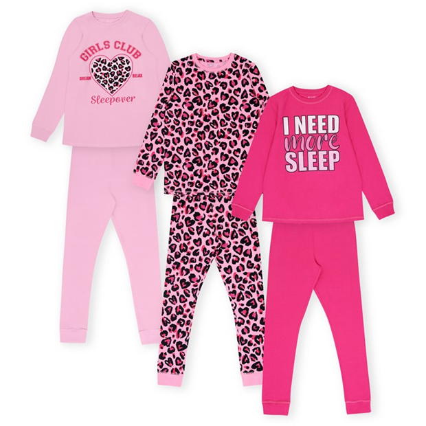 Miso Girls 3 Pack Leopard Pyjama Set