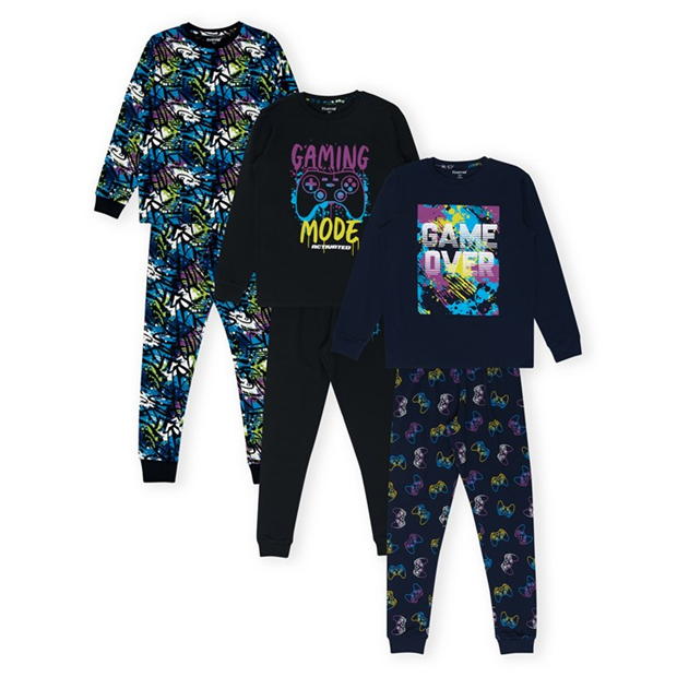 Firetrap Boys 3 Pack Gaming Pyjama Set