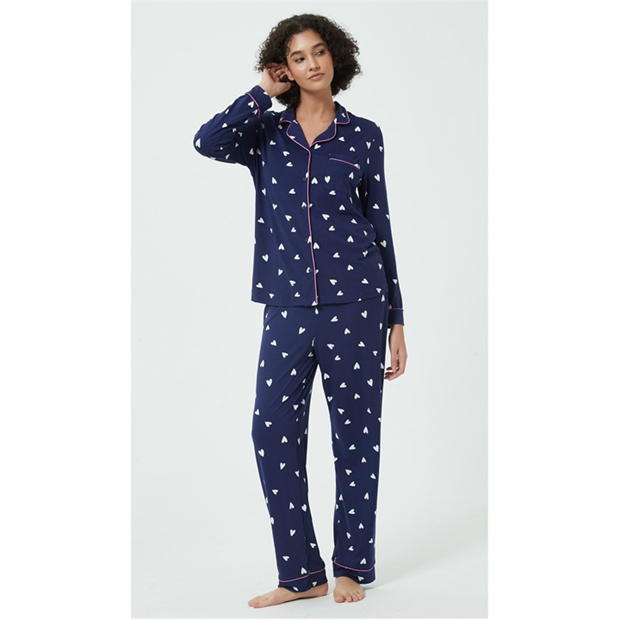 Linea Heart Soft Touch Button Through Pyjama Set