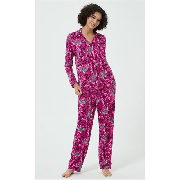 Linea Leopard Soft Touch Button Through Pyjama Set