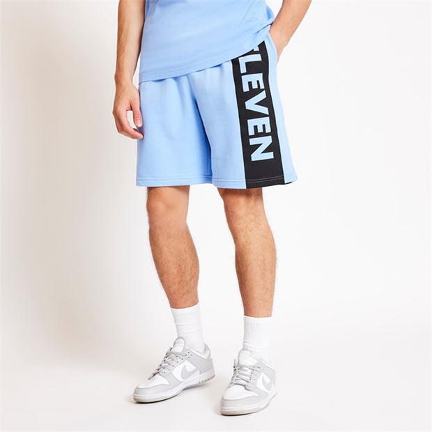 11 Degrees Block Graphic Sweat Shorts - Vista Blue