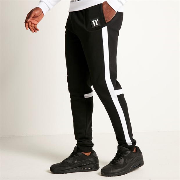 11 Degrees Degrees Cut and Sew Regular Fit Joggers - Black / White