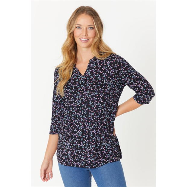 Be You Ditsy Open Collar Tunic