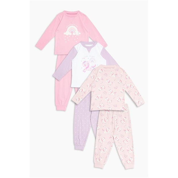 Studio Baby Girls Pack of 3 Unicorn Pyjamas