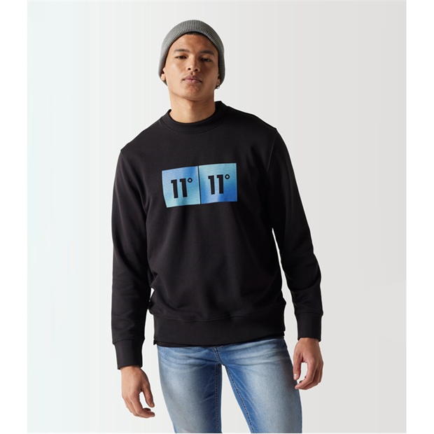 11 Degrees Gradient Graphic Sweatshirt - Black