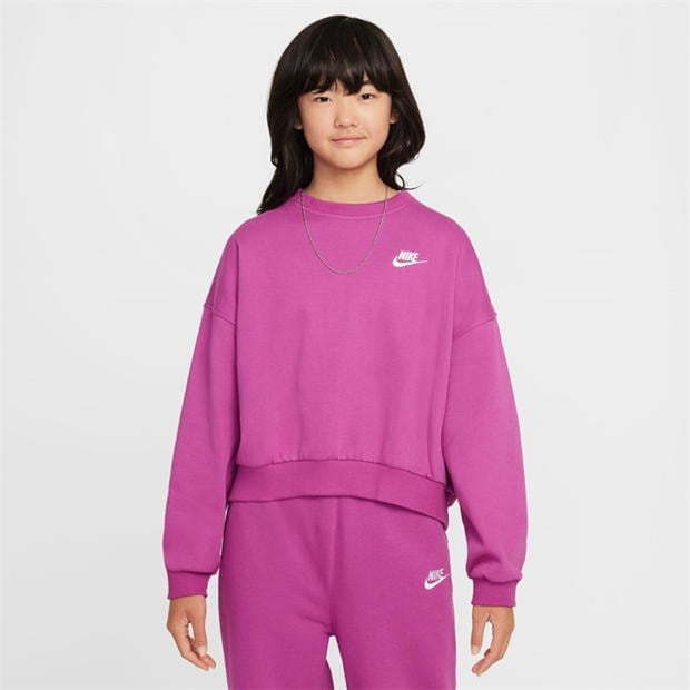 Nike Sportswear Club Fleece Big Kids' (Girls') Boxy Crewneck Sweatshirt