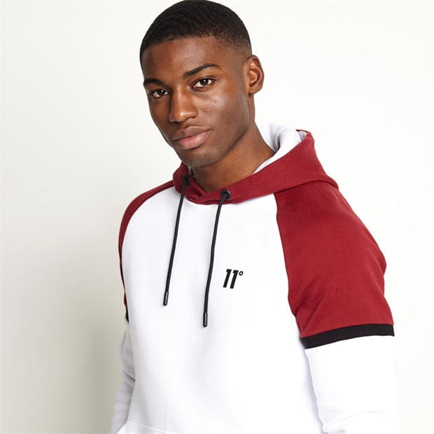 11 Degrees and Sew Pullover Hoodie - White / Pomegranate / Black