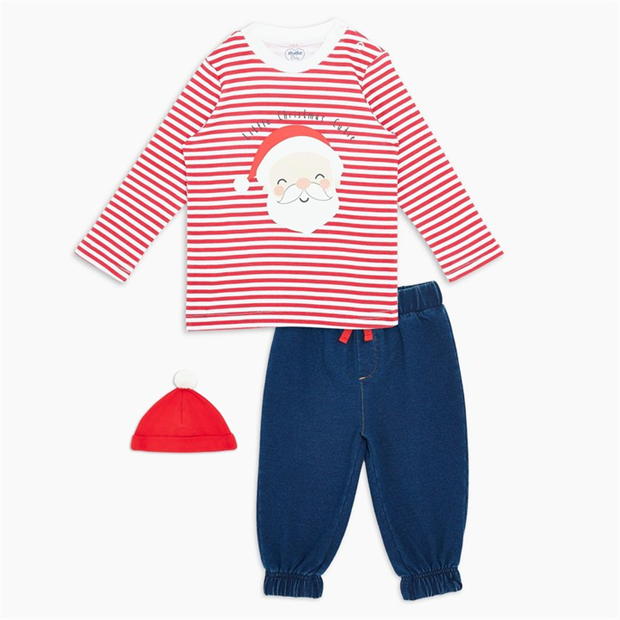 Studio Boys 3 Piece Santa Top Pant And Hat Set Red/white