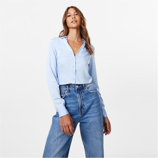 Jack Wills Cropped Satin Shirt