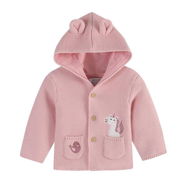 Hello World Baby Girl Unicorn Knitted Jacket