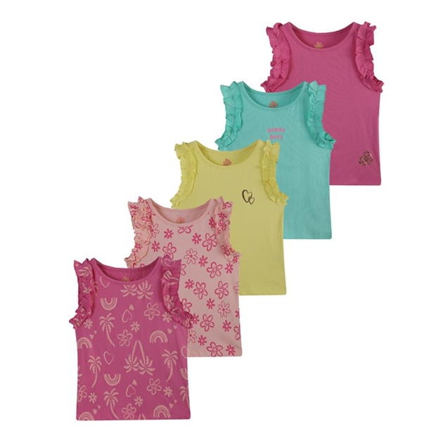 Be You Younger Girl 5 Pack Tropic Vest Tops