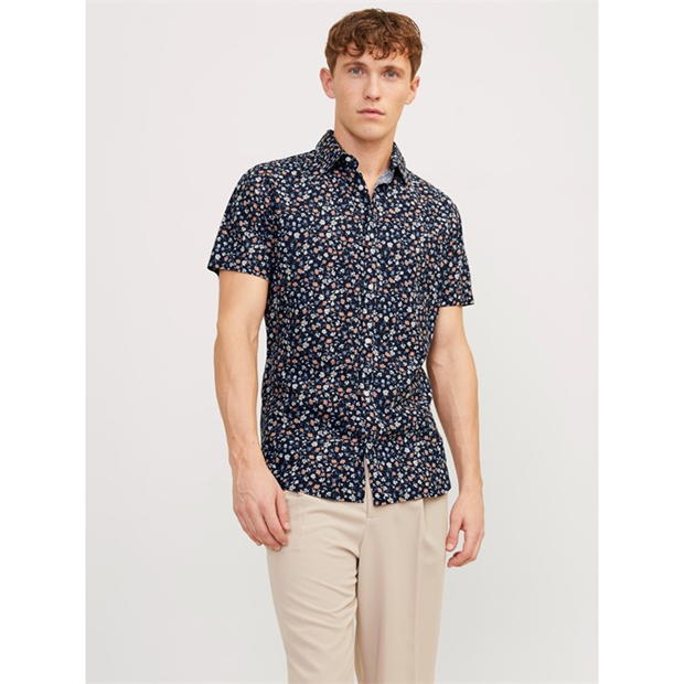 Jack and Jones Floral Print Short Sleeve Shirt Mens