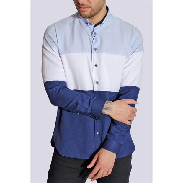 Bewley and Ritch and Ritch Konik Colourblock Blue/White Long Sleeve Shirt