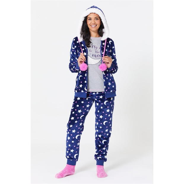 Be You Moon Slogan Fleece Lounge Set with Socks