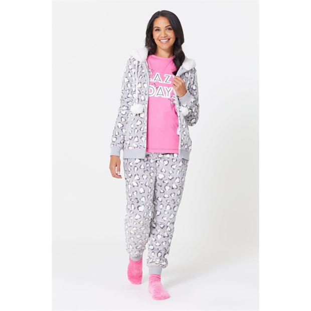 Be You Leopard Fleece Lounge Set with Socks