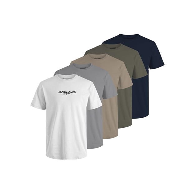 Jack and Jones 5-Pack Short Sleeve T-Shirt Mens