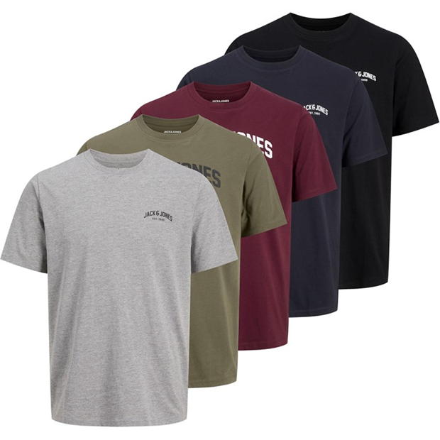 Jack and Jones 5-Pack Short Sleeve T-Shirt Mens