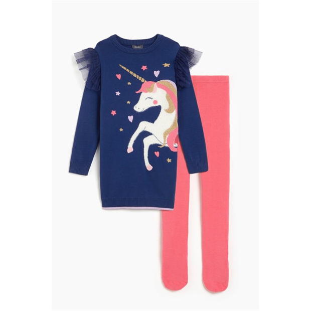 Studio Younger Girls Unicorn Dress and Tights