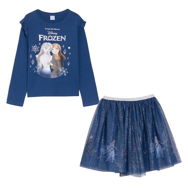 Character Girls Frozen Frill Sleeve Top & Tulle Skirt Set