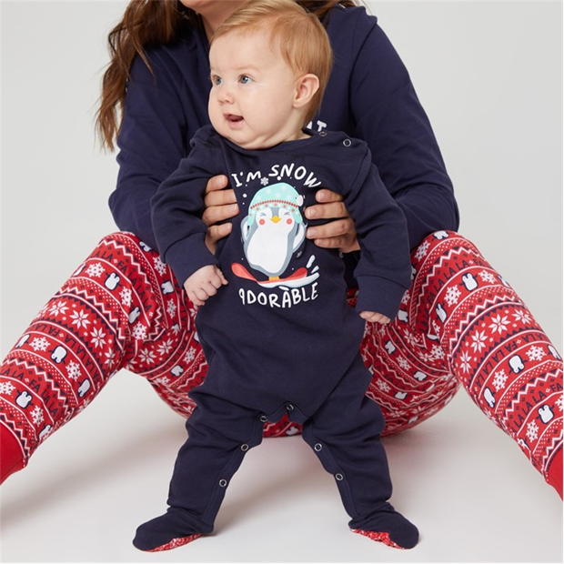 Linea Unisex Baby Family Christmas Penguin Sleepsuit