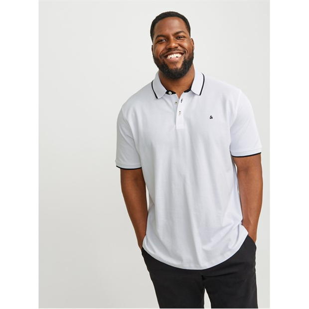 Jack and Jones Paulos Tipped Pique Short Sleeve Polo Shirt Mens Plus Size