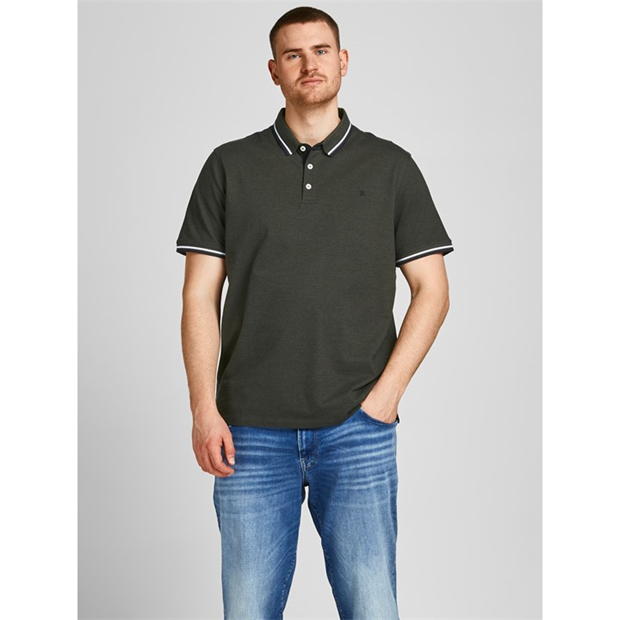 Jack and Jones Paulos Tipped Pique Short Sleeve Polo Shirt Mens Plus Size