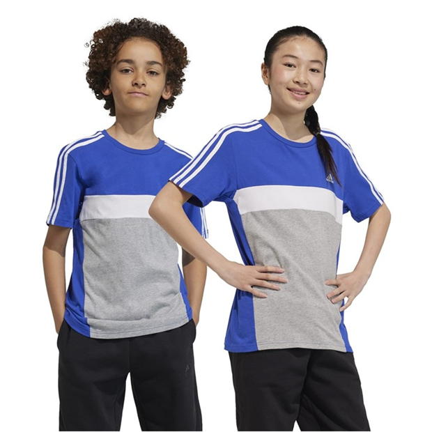 adidas Tiberio 3-Stripes Colorblock Cotton T-Shirt Junior