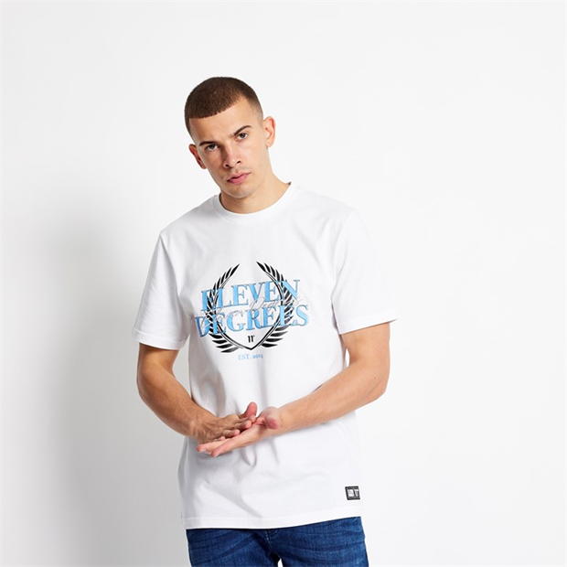 11 Degrees Crest Graphic T-Shirt - White