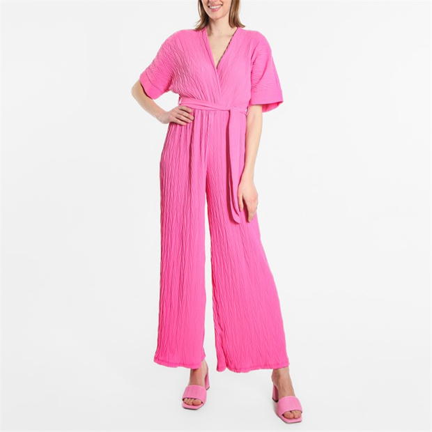 Be You Wide Leg Plisse Jumpsuit