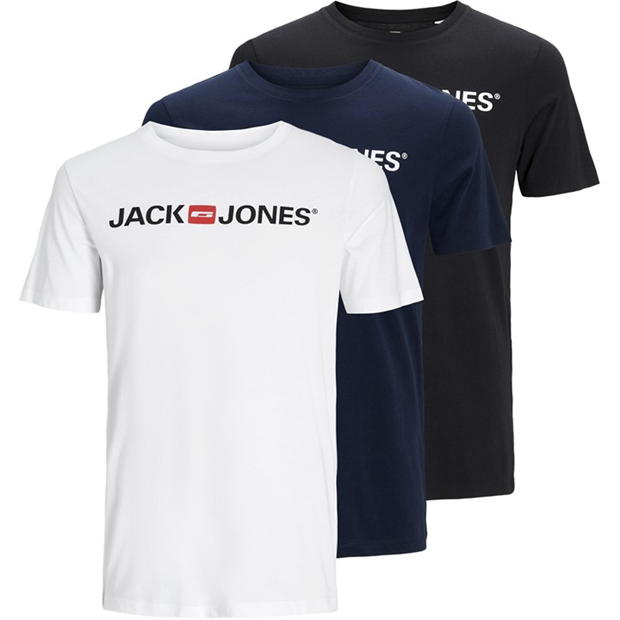 Jack and Jones Corp Logo 3-Pack T-Shirt Mens