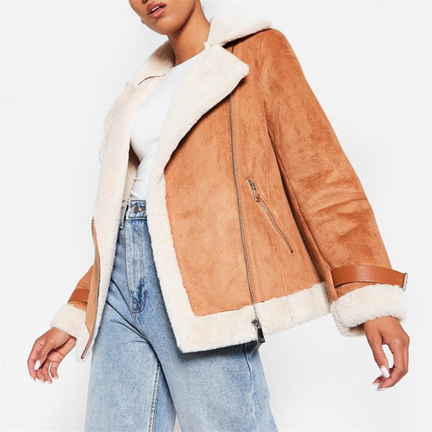I Saw It First Faux Fur Lined Aviator Jacket