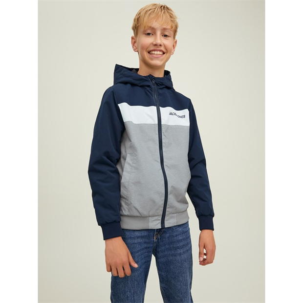 Jack and Jones Erush Block Colour Hooded Bomber Jacket Junior