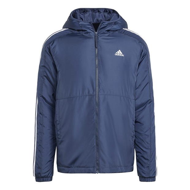 adidas 3 Stripe Essential Hooded Jacket Mens