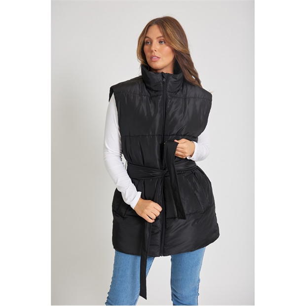 Be You Belted Tie Padded Gilet