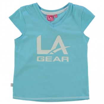LA Gear Large Logo V Neck TShirt Girls 9-10 лет