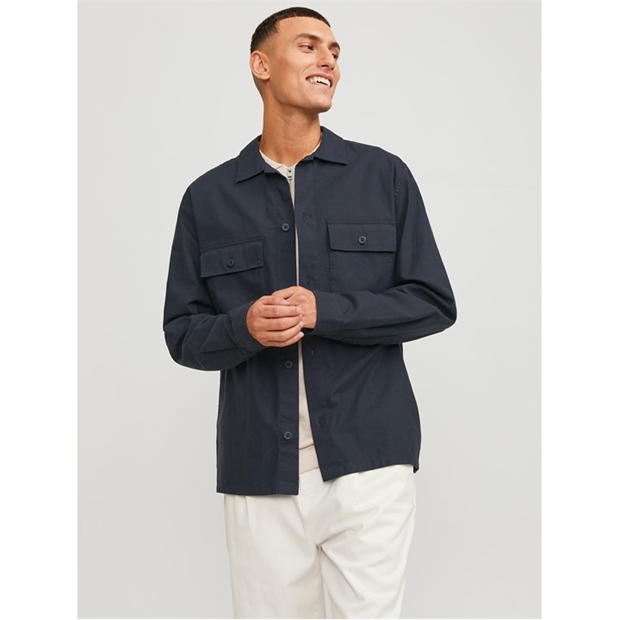 Jack and Jones Venice Linen Blend Long Sleeve Overshirt