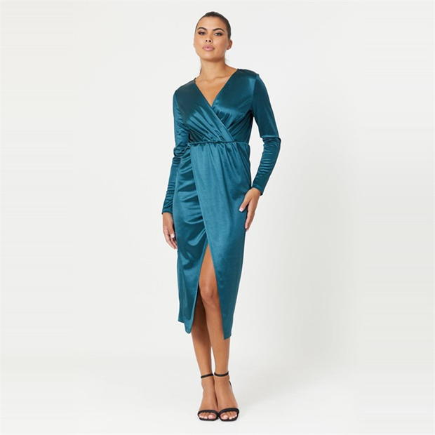 Be You Stretch Satin Wrap Dress