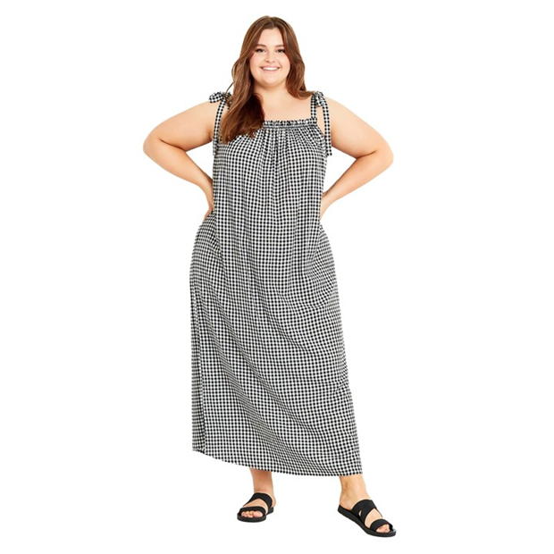 Evans Gingham Print Maxi Dress