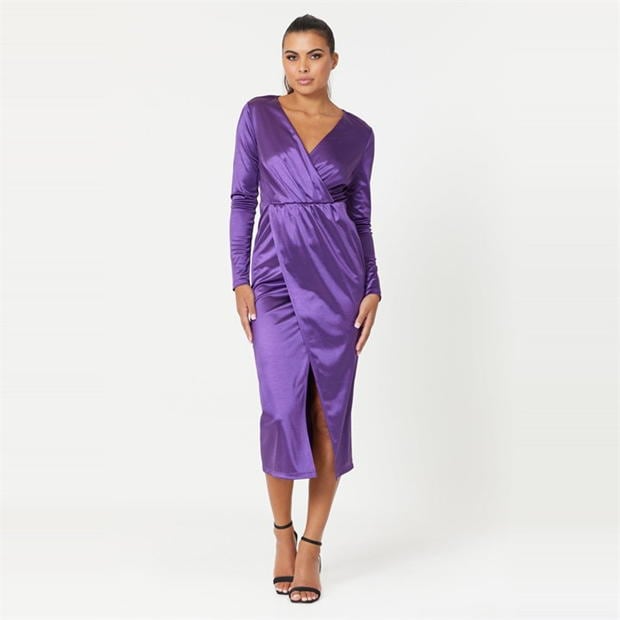 Be You Stretch Satin Wrap Dress