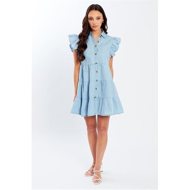 Be You Tiered Chambray Dress