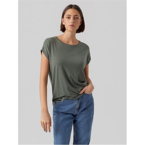 Vero Moda VM Ava Plain Shirt Sleeve T-Shirt Womens