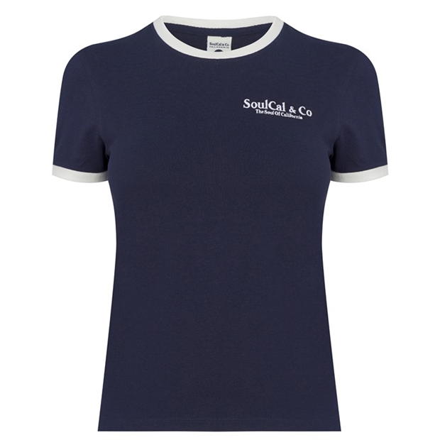 SoulCal Embroidered Ringer T Shirt Womens