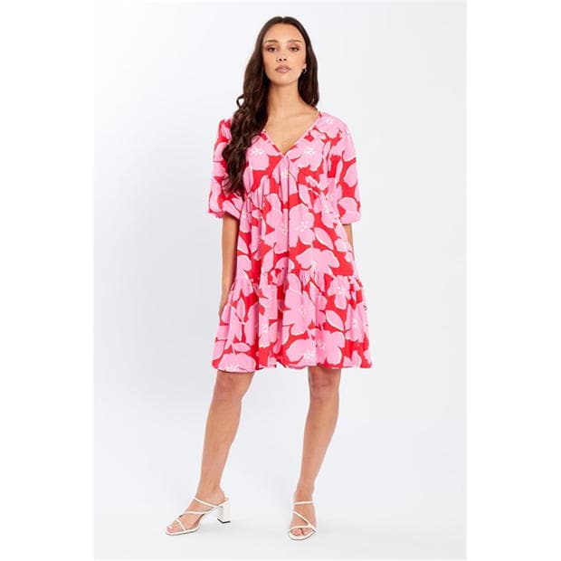 Be You V Neck Smock Mini Dress