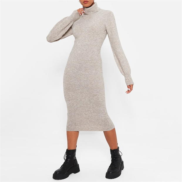 I Saw It First Recycled Knit Blend Balloon Sleeve Dress