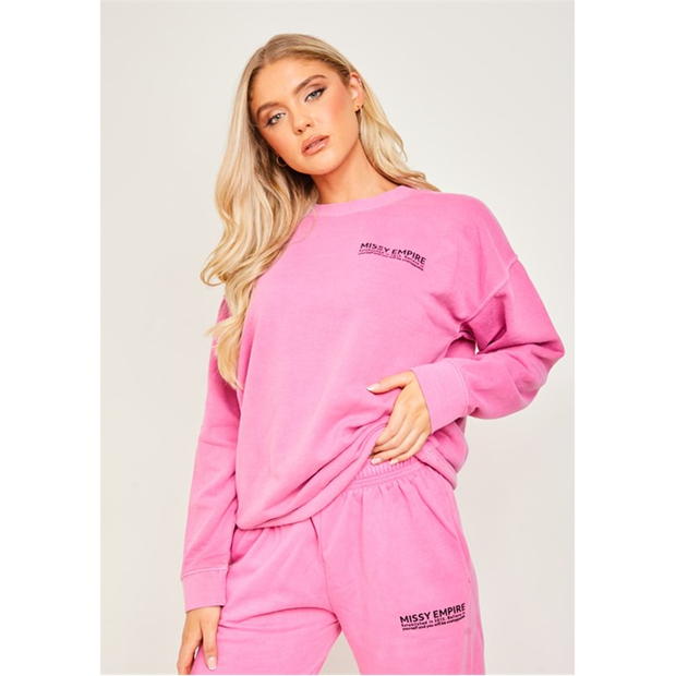 Missy Empire Pink Missy Empire Text Oversized Sweatshirt