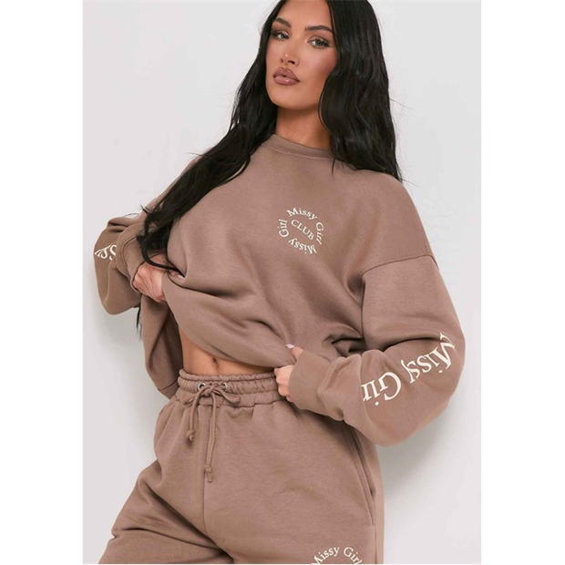 Missy Empire Mocha Missy Empire Club Sweatshirt