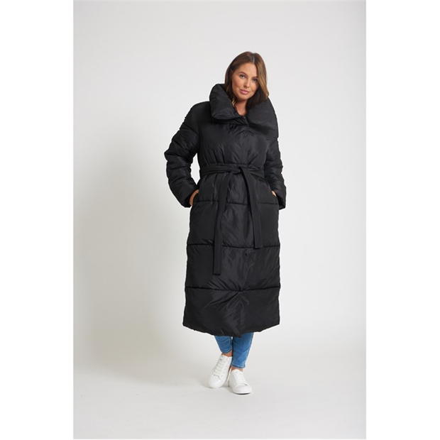 Be You Wrap Midi Tie Waist Padded Coat